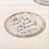 Rustikal, blassbraun, Holz und Lichter, "Ich tanze Runder Pappuntersetzer (Angewinkelt)