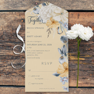 Rustikal Blau Gelb und Weiß Gelb ohne Abendessen All In One Einladung