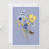 Rustikal Blau & Gelb Wildblumen Bridal Brunch Einladung (Rückseite)