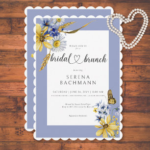 Rustikal Blau & Gelb Wildblumen Bridal Brunch Einladung