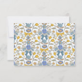 Rustikal, blau-gelbe Bogen und Blume Hochzeit RSVP Karte (Rückseite)