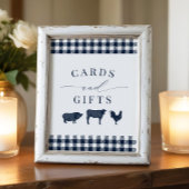 Rustikal Blau Kariert "Karten und Geschenke" Poster