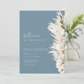 Rustikal Blau Modernes Foto Hochzeit Einladung (Stehend Vorderseite)