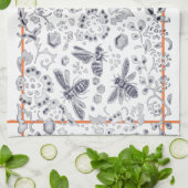 Rustikal Blau Weiße Korbblüte Hütte Hübsch Geschirrtuch (Gefaltet)