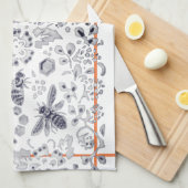 Rustikal Blau Weiße Korbblüte Hütte Hübsch Geschirrtuch (Viertel Falte)