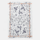 Rustikal Blau Weiße Korbblüte Hütte Hübsch Geschirrtuch (Vertikal)