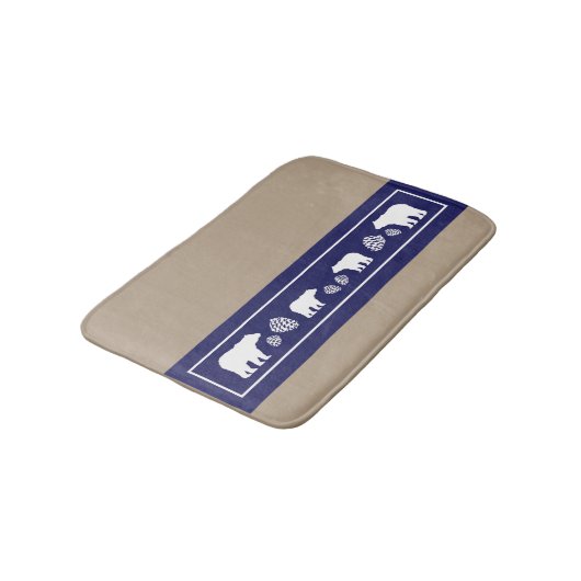 Rustikal-blaue Bärenpinecon-Speicherschaummatte Badematte (Schrägansicht)