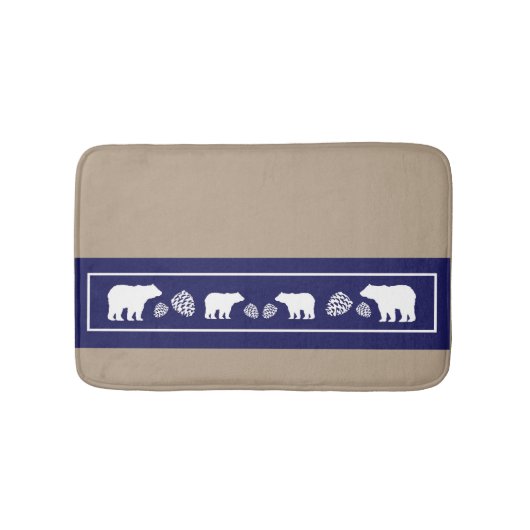 Rustikal-blaue Bärenpinecon-Speicherschaummatte Badematte (Vorderseite)