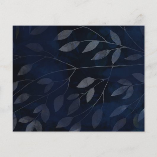 Rustikal blaue Blätter Hochzeit Foto Save the Date (Rückseite)