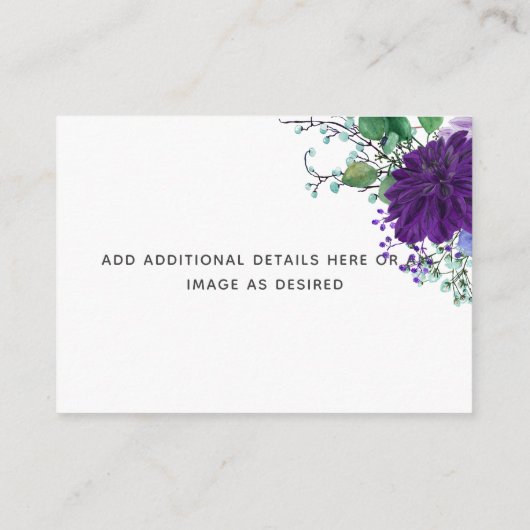 Rustikal blaue Blume Hochzeitskarten - Beilage Begleitkarte (Rückseite)