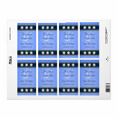 Rustikal blaue Blüten Save the Date Weinmarken Gro (Vorne)