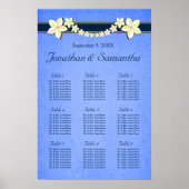 Rustikal blaue Blütenblume Hochzeit 9 Tischkarten Poster (Vorne)