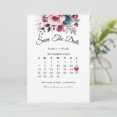 Rustikal blaue Bordeaux & lila Blumenhochzeit Save The Date (Stehend Vorderseite)