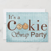 rustikal-blaue Holiday Cookie Swap-Party Einladung (Vorderseite)