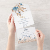 Rustikal blaue Kornblumen & Weiß Kein Abendessen All In One Einladung (Abreißen)