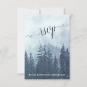 Rustikal Blaue Pine Trees Bergwald Hochzeit RSVP Karte (Vorderseite)