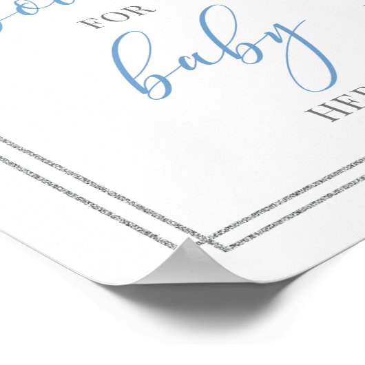 Rustikal-blaue, silberfarbene Bücher für Babyzeich Poster (Ecke)