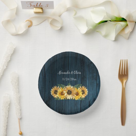 Rustikal blaue Sonnenblumen Hochzeitspapier Bowls Pappteller (Hochzeit)