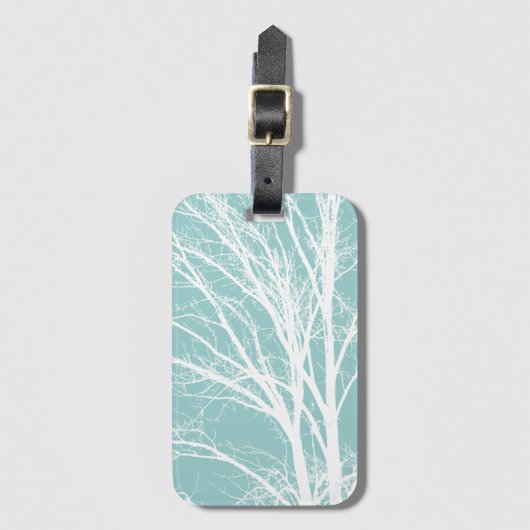 Rustikal blaue, weiße Baumzweige Gepäckanhänger (Vorderseite Vertikal)