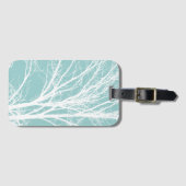 Rustikal blaue, weiße Baumzweige Gepäckanhänger (Vorderseite (Horizontal))