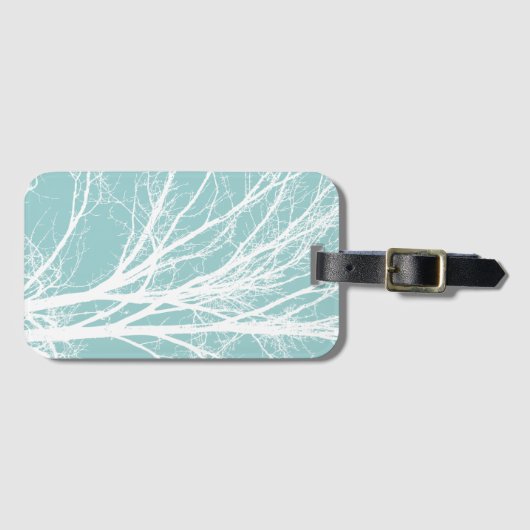 Rustikal blaue, weiße Baumzweige Gepäckanhänger (Vorderseite (Horizontal))