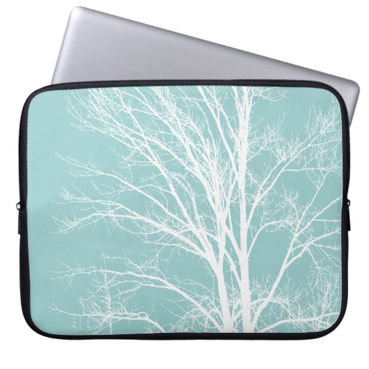 Rustikal blaue, weiße Baumzweige Laptopschutzhülle (Vorderseite)