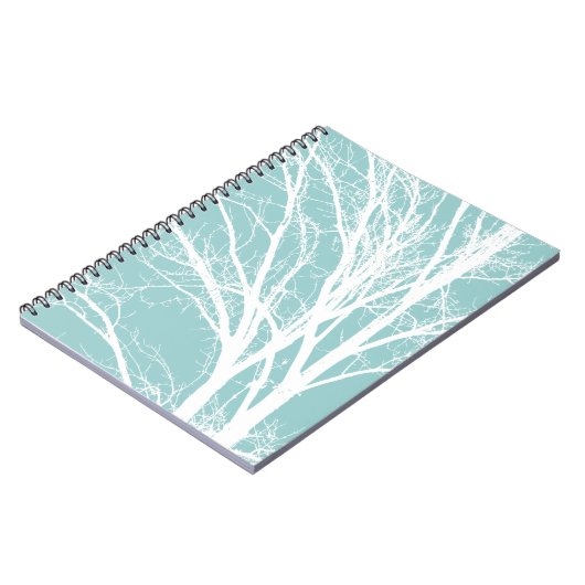 Rustikal blaue, weiße Baumzweige Notizblock (Linke Seite)