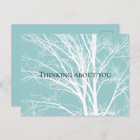Rustikal blaue, weiße Baumzweige Postkarte (Vorne/Hinten)
