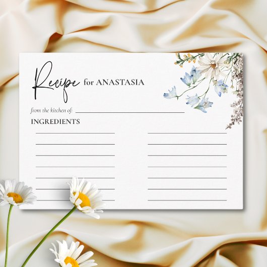 Rustikal Blaue Wildblumen & Milchdusche Rezept Begleitkarte