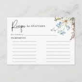 Rustikal Blaue Wildblumen & Milchdusche Rezept Begleitkarte (Vorderseite)