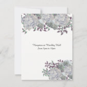 Rustikal blauer Hydrangea Hochzeit Einladung (Rückseite)
