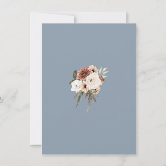 Rustikal blauer Pfirsichblütenhochzeit Das Datum s (Rückseite)