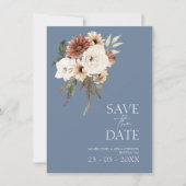 Rustikal blauer Pfirsichblütenhochzeit Das Datum s (Vorderseite)