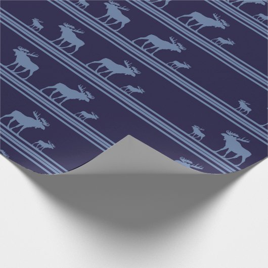 Rustikal-blaues Elch-Packpapier Geschenkpapier (Ecke)