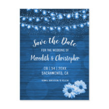 Rustikal Blue Daisy String Lights Save the Date