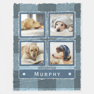 Rustikal Blue Denim Buffalo Kariert 4 Foto Hund gr Fleecedecke