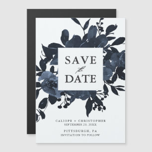 Rustikal Blue Floral Bouquet Save the Date Magneteinladung