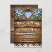 Rustikal Blue Hydrangea & Lace Probe Dinner Card Einladung (Vorne/Hinten)