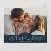 Rustikal Blue Kariert Budget Foto Holiday Card (Vorderseite)