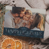 Rustikal Blue Kariert Budget Foto Holiday Card