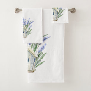 Rustikal Blue Lavender Birdhouse Floral Badhandtuch Set