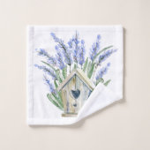 Rustikal Blue Lavender Birdhouse Floral Badhandtuch Set (Waschlappen)