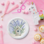 Rustikal Blue Lavender Birdhouse Floral Pappteller (Party)