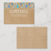Rustikal Blue Raindrops Diaper Raffle Baby Dusche Begleitkarte (Vorne/Hinten)