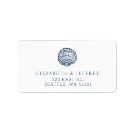 Rustikal Blue Seashells Marine Ocean Beach Hochzei Adressaufkleber