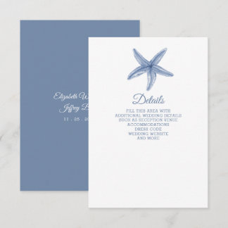 Rustikal Blue Starfish Marine Ocean Beach Hochzeit Begleitkarte