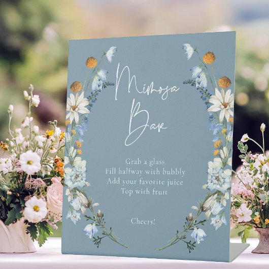 Rustikal Blue Wildblumen & Daisis Dusche Mimosa Sockelschild