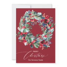 Rustikal blumenroter Marineblau Weihnachtskranz