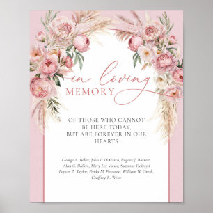 Rustikal Blush Pink Pampas in liebevollem Gedächtn Poster