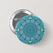 Rustikal Bohemisch Geometric Mandala Blue Lila Button (Vorne & Hinten)